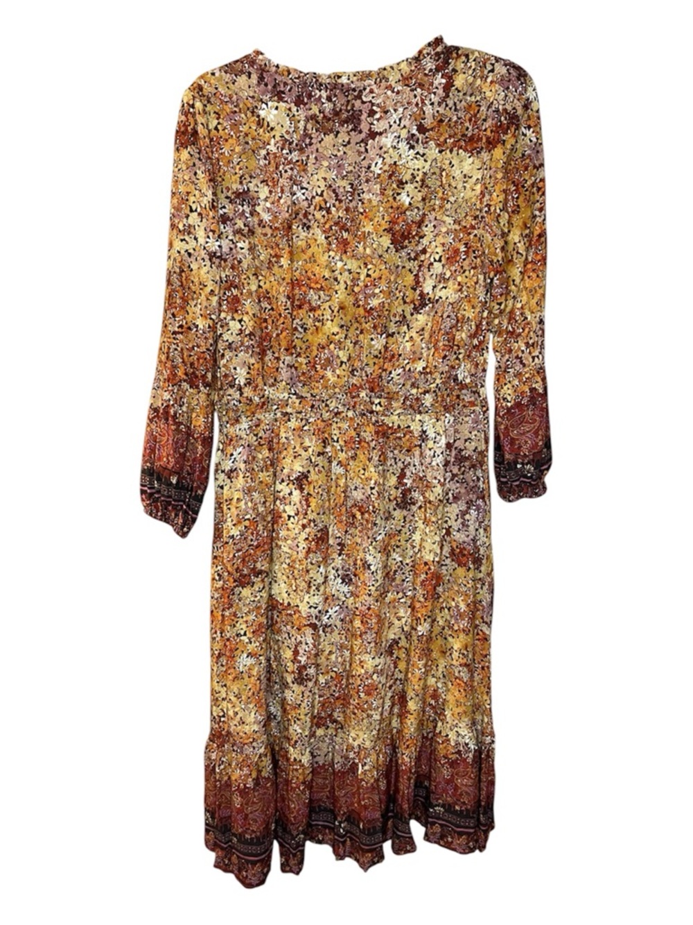 Frye and Co. Boho Floral Tie-Front Midi Dress Sz L - Picture 3 of 5